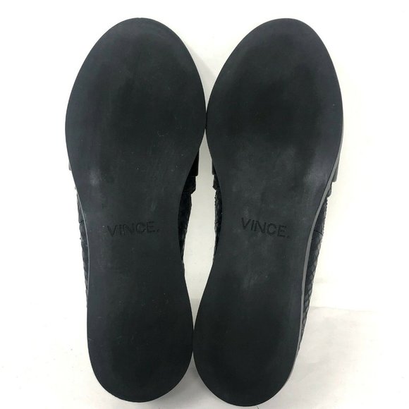 Vince Black Leather Loafers Snake Embossed Size 7 - Picture 5 of 8
